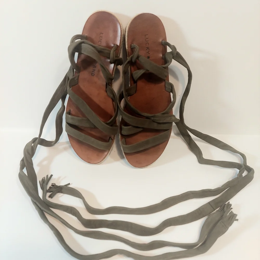 Women's Lucky Brand Olive Wrap Espadrille Sandals Size 7
